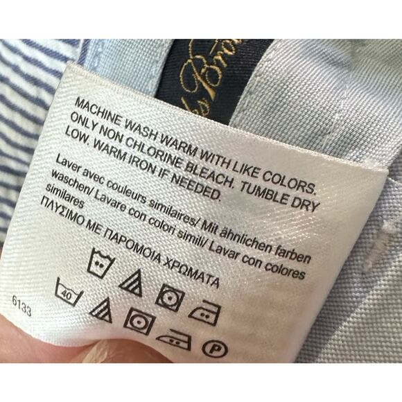 Brooks Brothers Genuine Seersucker Clark Pants Men's 35 X 34 Blue Stripe Summer! - Picture 8 of 9